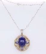 925 Sterling Silver Lapis and Tanzanite Pendant on Chain Necklace