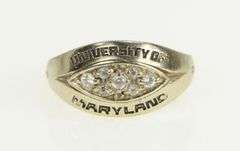 10K White Gold 1986 University of Maryland Ornate Class Ring