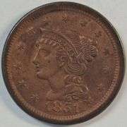 Choice Red & Brown Uncirculated 1851 Braided Hair Large Cent
