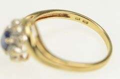 10K Yellow Gold Natural Sapphire Diamond Halo Bypass Ring