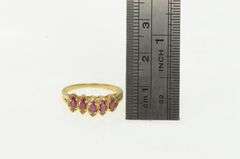 10K Yellow Gold Marquise Five Stone Natural Vintage Statement Ring
