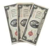3 1928 G $2 Red Seal US Notes