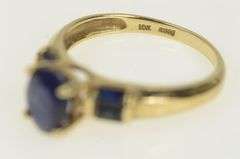 10K Yellow Gold Oval Natural Sapphire Vintage Classic Statement Ring