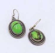 Lot of Vintage 925 Sterling Silver Green Mojave Turquoise Necklace, Dangle Earrings and Stud Earrings