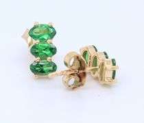 Pair of Yellow Gold Emerald Earrings