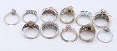 925 Sterling Silver Mixed Gemstone Ring Lot