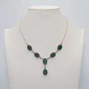 Dazzling Solid .925 Sterling Silver Natural 51.3 Ctw Emerald Necklace