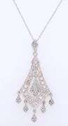 Set of White Gold Diamond Pendant on Chain with Diamond  Dangle Earrings