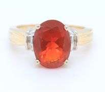 Fantastic Yellow and White Gold approximate 1.75ct Mexican Fire Opal Ring