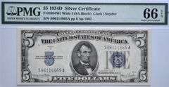 $5 1934D Silver Certificate/Blue Seal/Gem Unc 66 EPQ