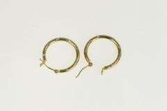 14K Yellow Gold 20.5mm Two Tone Design Vintage Hoop Earrings