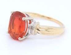 Fantastic Yellow and White Gold approximate 1.75ct Mexican Fire Opal Ring