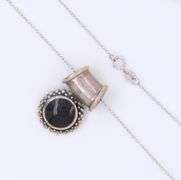 Vintage 925 Sterling Silver Black Onyx on Italian Chain Necklace