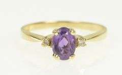 14K Yellow Gold Oval Amethyst Diamond Accent Statement Ring