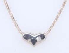 925 Sterling Silver Heart Shaped Pendant on Popcorn Chain