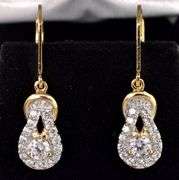 Vermeil CZ Dangle Earrings In Sterling Silver