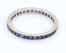 Vintage White Gold Blue Sapphire Eternity Band