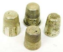 4 Antique Sterling Silver Thimbles