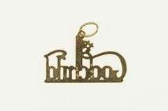 14K Yellow Gold #1 Number One Godchild Word Cut Out Charm/Pendant