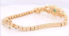 Majestic Yellow Gold Emerald and Diamond Bracelet