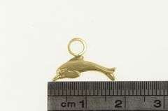 14K Yellow Gold Dolphin Jumping Vintage Ocean Animal Charm/Pendant