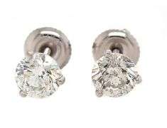 1.55ctw Round Diamond Solitaire Stud Earrings in 14K
