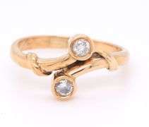 Charming Yellow Gold Diamond Bypass Ring