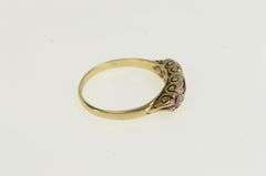 9K Yellow Gold Victorian Syn. Ruby Sim. Diamond Ornate Ring