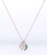 Tiffany & Co Mini Enamel Blue Double Heart Pendant on Chain