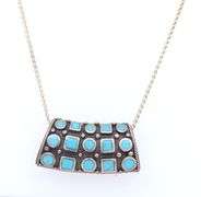 Vintage Italian Sterling Silver Turquoise Slidder Pendant on Chain