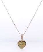 Vintage 925 Sterling Silver Heart Shaped Amber Pendant on Figaro Chain Necklace