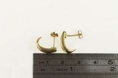 10K Yellow Gold Squared Diamond Curved Semi Hoop Statement Earrings