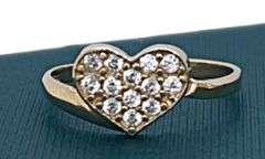 14K Gold Heart-Love Ring With Cubic Zirconia stones