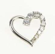 10K White Gold Heart Graduated CZ Love Symbol Valentine Charm/Pendant
