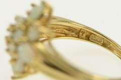 10K Yellow Gold Vintage Natural Opal Squared Cluster Vintage Ring