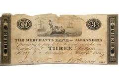 Scarce Known $3 1815 Virginia Merchants Bank Note