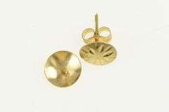 14K Yellow Gold Diamond Cut Round Vintage Classic Stud Earrings