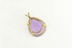 14K Yellow Gold Pear Amethyst Vintage Classic Statement Pendant