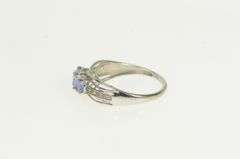 10K White Gold Three Stone Tanzanite Diamond Vintage Ring
