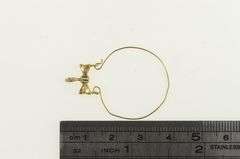 14K Yellow Gold Bow Ribbon Charm Holder Loop Pendant