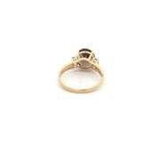 10K Yellow Gold Oval Smoky Quartz Blue Topaz Statement Ring