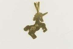 14K Yellow Gold Diamond Cut Unicorn Unique Symbol Charm/Pendant