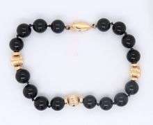 Fantastic Black Onyx and Gold Ball Bead Bracelet
