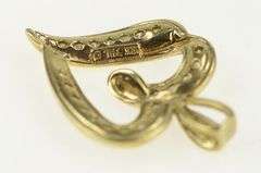10K Yellow Gold Curvy Diamond Heart Love Symbol Vintage Pendant