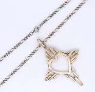 Vintage Cross Heart Shaped Pendant on Chain