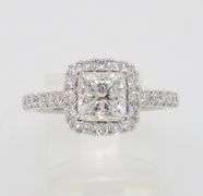 Stunning Princess Cut Halo Diamond Engagement Ring