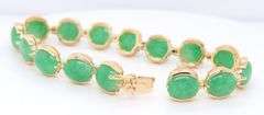 Fabulous Yellow Gold Green Jade Link Bracelet