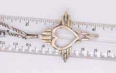 Vintage Cross Heart Shaped Pendant on Chain