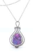925 Sterling Silver Mojave Purple Turquoise Pendant on Chain Necklace
