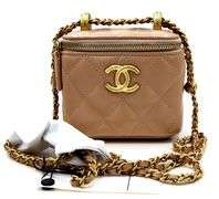 Chanel, Mini Vanity Case, Beige, Leather (Box, Papers, Tag & Dust Bag)